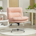 HOMCOM - Chaise de bureau sans bras croisée - rose-Le tissu en microfibre respirant offre une assise fraîche et ventilée 