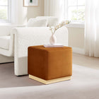 Modway - Tilden Velous de performance carré 17" Rembourré Ottoman - Rouille naturelle-Socle en caoutchouc