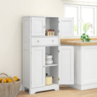 HOMCOM - Armoire de cuisine 50,5 po avec portes et étagère réglable - blanc-Étagère à 3 niveaux dans deux armoires et un tiroir assurant un espace de rangement ample 