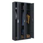Ceha - Série RH, batterie de 3, casier 1 niveau avec aérations à persiennes, poignée encastrée - gris graphite-Porte-étiquette pratique sur la porte