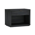 Manhattan Comfort - Ensemble de 2 tables de chevet modernes Evelyn 32" à 1 tiroir - gris charbon-Poignées de tiroir horizontales et épurées pour un aspect propre et dégagé