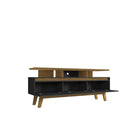 Manhattan Comfort - Meuble TV Yonkers 70,86 po style Mid-Century Modern - Noir et Cannelle-Comprend 1 ouverture pour la gestion des fils et câbles