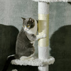 PawHut - Arbre à chat du sol au plafond 88,5 po-100,5 po avec poteaux à griffer - blanc-Revêtement en molleton doux pour plus de confort 