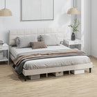 HOMCOM - Cadre de lit plateforme king size rembourré avec tête de lit - blanc crème-Structure solide avec 10 lattes en bois épaissies et 14 pieds de soutien, supporte jusqu'à 1102 lb (500 kg) 