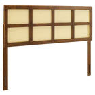Modway - Luana Canne Tête de lit Queen, Noyer-Tête de lit en bois reine
