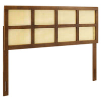 Modway - Luana Canne Tête de lit Queen, Noyer-Tête de lit en bois reine