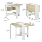 HOMCOM - Table à manger pliante à abattants pour 2-4 personnes - blanc et chêne-S'adapte à votre espace ainsi qu'à votre budget