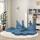 Qaba - Ensemble de construction de fort modulaire pour enfants, canapé de jeu, 12 pièces - Bleu-Six formes différentes favorisent une construction variée et créative 