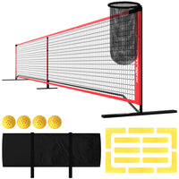 Soozier – Ensemble de pickleball avec filet portatif-Ensemble complet : comprend un support, un filet, un ensemble de marqueurs de terrain, un ramasse-balles, 4 balles et un sac de transport 
