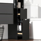 HOMCOM - Armoire de salle de bain étroite avec tiroir et étagères ouvertes - noir-Peut être fixé au mur pour plus de stabilité   