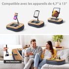 ShoppingAll - Coussin Support Réglable Pour Tablette Avec Bol À Collations - Gris-Utilisation Polyvalente 2-en-1 - Sert de support pour tablette ou de bureau sur les genoux. Fixez le bras pour un usage mains libres ou retirez-le pour plus de confort.