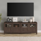 Hudson&Canal - Meuble TV Holbrook pour téléviseurs jusqu'à 75" - Alder Brown-Fabriqué en MDF robuste et en verre avec une finition artisanale en aulne brun