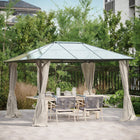 Outsunny - Rideaux de gazebo 10 pi L x 12 pi l avec portes à fermeture éclair, crochets/C-anneaux pour patio, seulement les rideaux, beige-Fabriqué en tissu polyester résistant et de haute qualité  