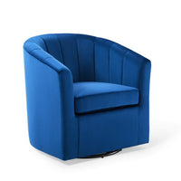 Modway - Prospect Performance Velvet Fauteuil pivotant - Marine-Fauteuil moderne à dossier de baril