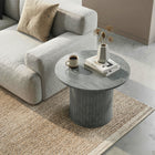 HOMCOM - Table basse ronde avec base à colonnes à lattes - gris-La surface résistante aux rayures garantit un nettoyage facile et une utilisation durable