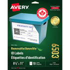 Avery 6503 Étiquettes amovibles blanches, laser, 8-1/2" x 11", 10/pqt-Enlevez, réutilisez ou déplacez facilement!