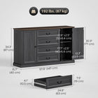 HOMCOM - Armoire 57,9 po L avec station de recharge et dessus épaissi - grain de bois noir-Style maison de campagne avec moulures couronnées, panneaux encadrés et poignées vintage 