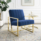 Modway - Inspire Chenal Touffé Performance Velvet Fauteuil - Marine-Rembourrage en velours polyester Performance