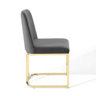 Modway - Amplify Base de traîneau Performance Velvet Fauteuil d’appoint de salle à manger - Gris or-Rembourrage en mousse dense