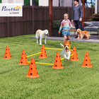 PawHut - Ensemble de cônes d’agilité portables pour chien, avec 8 cônes et 8 barres, sac de transport - orange-Améliore la concentration, la forme physique et la coordination 