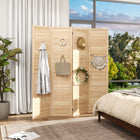 HOMCOM - Paravent autoportant à 4 panneaux pour chambre intérieure - naturel-Design pliant pour créer facilement un nouveau look et économiser de l'espace lors du rangement  
