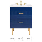 Modway - Daybreak 24" Armoire de toilette de salle de bain (lavabo non inclus) - Bleu-Tiroirs à extension complète