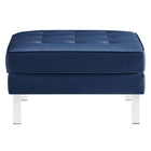 Modway - Loft Touffe Cuir végane Ottoman - Marine d’argent-Coussin rembourré en mousse dense
