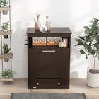 PawHut - Station d’alimentation pour animaux, armoire de rangement, conteneur - café-Peut être utilisé comme table d’appoint ou table de chevet 