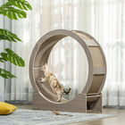 PawHut - Roue pour chat 36 po d’intérieur avec frein, griffoirs - noyer-Le frein verrouille la jante 