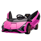 Aosom - Voiture électrique pour enfants compatible 12v à batterie - rose-Aspect réaliste de la voiture, klaxon, musique, phares et feux arrière lumineux, et 2 portes avec vérin pneumatique 