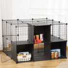 PawHut - Parc pour cochons d’Inde et lapins 56 panneaux avec porte - chaque panneau 14 po x 18 po-Les tapis antidérapants et les attaches de câble aident à sécuriser le parc pour animaux 