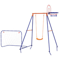 Outsunny - Portique pour enfants avec siège de balançoire, panier de basket - but de football-Comprend plusieurs options de jeu . 