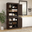 HOMCOM - Armoire de cuisine autoportante 71 po avec 4 portes et compartiment - café vieilli-Convient au rangement des aliments, assiettes, bocaux, ustensiles, serviettes et autres articles ménagers 