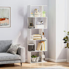 HOMCOM - Étagère géométrique à 5 niveaux pour bureau à domicile - blanc-Sert à la fois de bibliothèque et de séparateur de pièce grâce à son design ouvert à l’arrière 