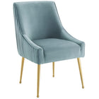 Modway - Discern Dos plissé Velours Performance Rembourré Chaise à manger Ensemble de 2 - Bleu clair-Tissu résistant aux taches durable