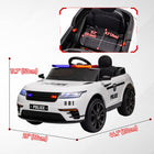 Qaba - Voiture de police électrique 12V pour enfants avec télécommande - blanc-Suspension à ressorts et démarrage progressif pour une conduite plus douce 