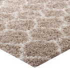 Modway - Solvea Treillis marocain Tapis Shag de 8 pi l x 10 pi L - Beige et ivoire-Résistant aux taches / Facile à nettoyer