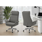 Monarch Specialties - 7252 Chaise de Bureau Ergonomique Aspect Cuir - Gris Foncé-9