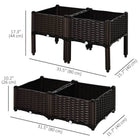 Outsunny - 4 pièces bac de jardin surélevé - brun-Le design compact permet de jardiner même dans les espaces les plus petits, comme les terrasses et les patios
