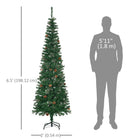 HOMCOM - Arbre de Noël Artificiel Effilé 6 - 5 Pieds Décoration Maison Fête avec Cônes de Pin-Les branches ignifuges ne risquent pas de prendre feu ou de causer de graves dommages domestiques 