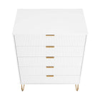Manhattan Comfort - Dumbo table de chevet moderne, commode et commode haute 5 tiroirs - blanc - ensemble de 3-22,04 po L x 35,19 po l x 44,64 po H