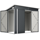 Outsunny - Abri de jardin extérieur 7,5 pi x 4,3 pi, avec portes verrouillables, gris foncé-Les portes doubles à l'avant et la porte latérale offrent un accès facile 
