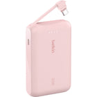 Belkin - Batterie externe Belkin BoostCharge avec câble USB-C intégré - 10 000 mAh - rose-Puissance de sortie 20 W pour une charge rapide de vos smartphones et tablettes