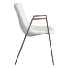 Zuo - Desi Chaise de salle à manger - Blanc/Noyer - Ensemble de 2-Garantie limitée de 3 ans