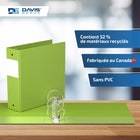 Davis Group Super économie, Reliure à anneaux ronds 3 po, paquet de 6 – Vert Lime-Polypropylène sans PVC