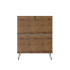 Manhattan Comfort - Ensemble de commodes de chambre à coucher Rockefeller style milieu du siècle - nature et gris texturé - ensemble de 3-Garantie limitée du fabricant de 30 jours