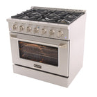 Kucht - 36 po Série KNG Cuisinière Pro Style au gaz naturel - Acier inoxydable-Allumage électronique avec rallumage automatique réduisant les risques de fuites de gaz pour plus de sécurité