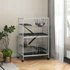 PawHut - Cage à 5 niveaux pour lapin, cochon d’Inde, furet, rat, hamster 50 po H - gris clair-Un hamac inclus pour un bon repos 