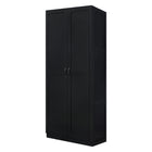 Manhattan Comfort - Hopkins armoire de rangement moderne à 4 étagères 29,61 po - Noir-Armoire moderne autoportante 1 section avec 4 grandes étagères pour chambre et rangement