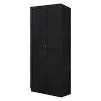 Manhattan Comfort - Hopkins armoire de rangement moderne à 4 étagères 29,61 po - Noir-Armoire moderne autoportante 1 section avec 4 grandes étagères pour chambre et rangement